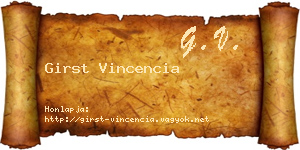 Girst Vincencia névjegykártya
